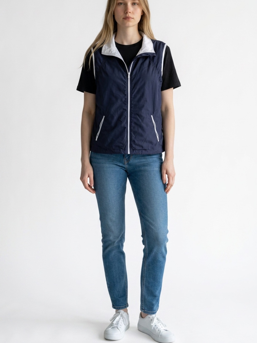 Lauren Ralph Lauren Navy and White Packable Sleeveless Vest- Nautical collection